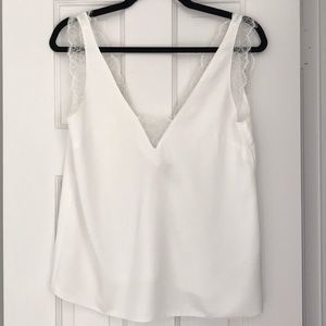 White lace trimmed shirt